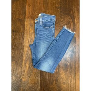Madewell 9" Mid-Rise Skinny Jeans Frayed Hem Women's Size 26 Blue‎ Denim